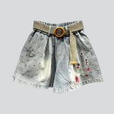Lockere Vintage-Jeansshorts mit Strass